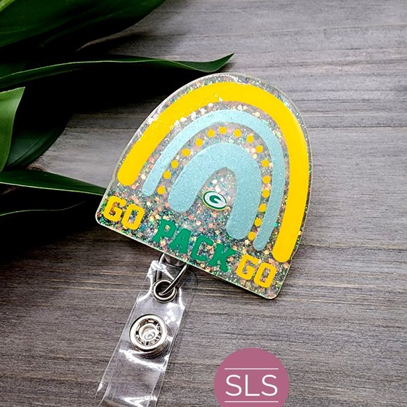 Go Pack Go Rainbow Badge Reel-Football Badge Reel - Picture 3 of 10